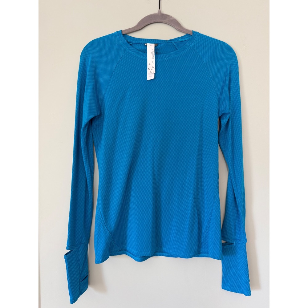 Oiselle Fly-Out Long-sleeve Running Shirt Active Workout Top New Turquoise Blue